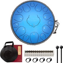 Steel Tongue Drum, 15 Notes 13 Inches Percussion Instrument D-Key, Aqua Blue - £83.63 GBP