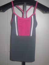Danskin Now Ladies Bungy Fitness Atletic TOP-M-GRAY w/RUCHED Pink FRONT-EUC-CUTE - £3.13 GBP