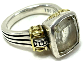 LAGOS - CAVIAR Sterling Silver 18k Gold White Sapphire Ring  - Size .7 - £319.70 GBP
