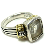 LAGOS - CAVIAR Sterling Silver 18k Gold White Sapphire Ring  - Size .7 - £314.72 GBP