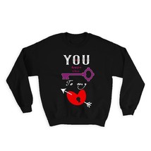 Heart Key Heart Arrow Cupid : Gift Sweatshirt Valentines Day Love Romantic Girlf - £23.14 GBP