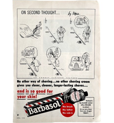 Barbasol Shaving Cream 1952 Advertisement Hair Beard Hygiene DWEE7 Item image 2
