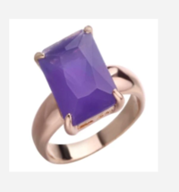 Rose Gold With Purple Square Gem Ring Size 6 - $34.99