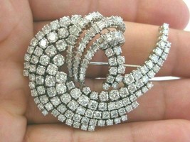 5Ct Rotondo &amp; Baguette Diamanti Finti Vintage Spilla 14k Placcato Oro Bianco - £133.38 GBP