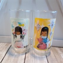 Vtg Libbey DeGrazia Two Glass 14oz. Tumblers Children (girls) Of The Southwest  - £7.73 GBP