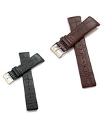 24mm Genuine Leather Black Brown Watch Band Strap With Silver Buckle - £15.68 GBP