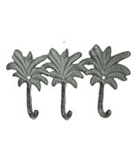Cast Iron Verdigris Tropical Beach Coconut Palm Trees Coat Keys Triple W... - $346.60 MXN