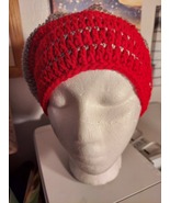 Shiny Taupe Hearts, hand crocheted beanie, 10 x 10 inches - $25.00