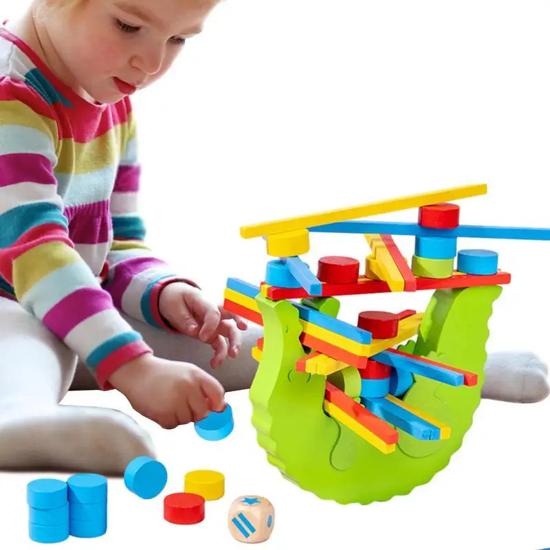 Educational Wooden Stacking Blocks Board Game Montessori Interaction Funny - £39.76 GBP+