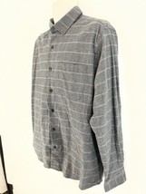Orvis Mens L Gray Houndstooth Glen Plaid Check Cotton Flannel Shirt - $19.80