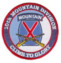 Army 10TH Mountain Division Climb To Glory Embroidered Crossed Rifles 4&quot; Patch - £21.67 GBP