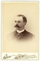 Circa 1890&#39;S Cabinet Card Dapper Man With Waxed Mustache Rice Worcester Ma - £9.66 GBP