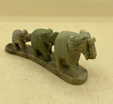 Vintage Carved Stone Trailing Elephants 3 In A Row Soapstone 4.5” Long - $8.90