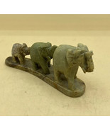 Vintage Carved Stone Trailing Elephants 3 In A Row Soapstone 4.5” Long - $169.16 MXN