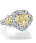 GIA Certified 3.60 Ct Light Yellow Heart Shaped Diamond Engagement Ring ... - £7,599.61 GBP