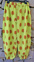 Organic Cotton Floral Pattern Green Harem Pants Women Boho Baggy Yoga Beach - £20.66 GBP