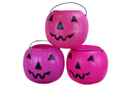 Halloween Jack o Lantern Pumpkin Bucket Blow Mold General Foam Plastics Lot of 3 - £11.96 GBP