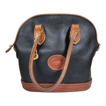 Vintage DOONEY &amp; BOURKE Black Brown Pebbled Leather Handbag Purse Dome - £69.78 GBP