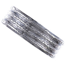 Authenticity Guarantee

6.5&quot; Vintage Navajo Heavy Stamped silver ribbed bracelet - $654.89