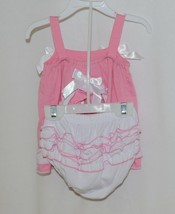 I Love Baby Pink White Sun Dress Ruffle Bloomers Size 90cm 2 to 3 Year Old image 2