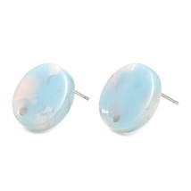 10pcs Resin Round Ear Post Stud Earrings Findings Multicolor Zinc Based Alloy Wi - £7.74 GBP