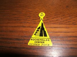 Vintage Rockefeller Center Guided Tour Pin Tag Tab Yellow/Black Badge - $7.87