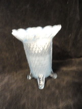Katy Blue 4-Toed Laced Edge Vase by Imperial Glass 1930s Opalescent - £22.04 GBP