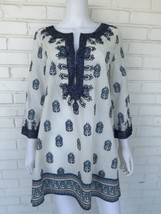 Calypso St Barth Dress Swim Cover Up Embroidered Blue Design Size Medium - $45.42