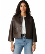 Chaqueta casual de piel de cordero hecha a mano marrón oscuro para mujer... - $205.64 CAD+