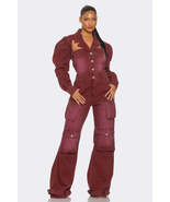 Vintage Inspired Utility Burgundy Jumpsuit - $167.49 CAD