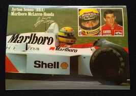 Ayrton Senna &amp; Marlboro McLAREN-HONDA ✱ Big Sticker Vtg Formula 1 Advertising - £35.65 GBP