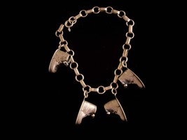 Vintage sterling Silver bracelet - antique baby shoes - 4 charms - mothe... - £86.50 GBP