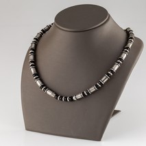Sterling Silver Onyx Beaded Necklace with Toggle Clasp Adjustable 17&quot;+ - £427.25 GBP