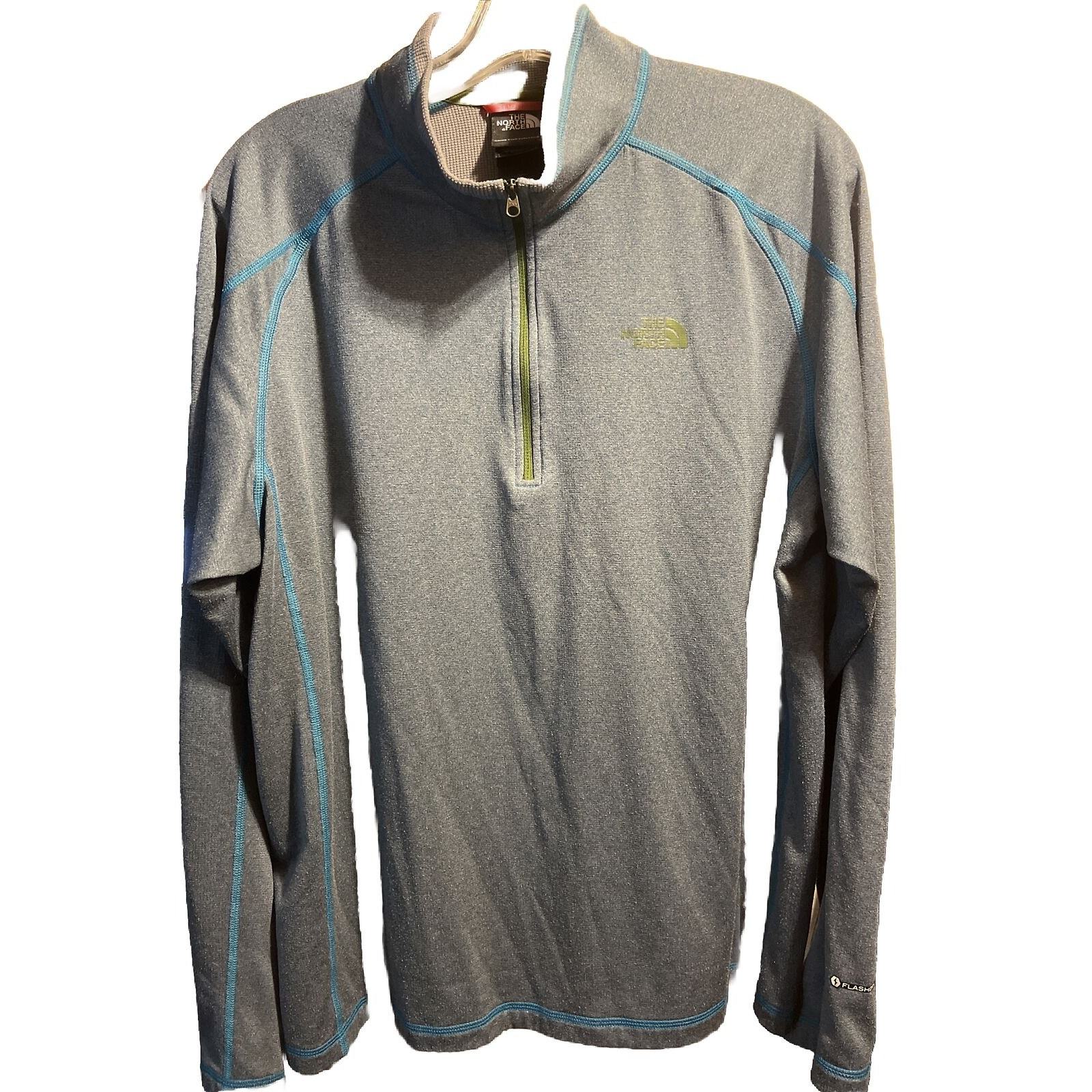 The North Face Mens L Grey Blue LS 1/4 Zip Pullover Polyester Lightweigh... - $29.70