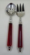 Lenox Holiday Gathering Acrylic Jewel Red Handles 2 Piece Serving Set Holiday - £24.12 GBP