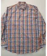 Peter Millar Mens Size Large Blue/White/Orange Plaid Long Sleeve Button ... - £12.73 GBP