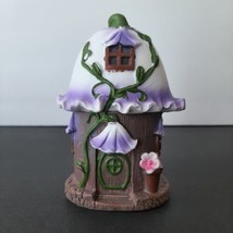 Fairy Garden Forest Figurine Purple Floral Mini House Cottage 4.25&quot; Garden Decor - £5.57 GBP