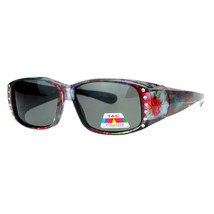 Womens Polarized Fit Over Glasses Sunglasses Rhinestones Floral Prints - £15.99 GBP+