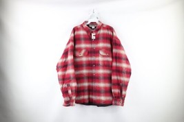 NOS Vintage 90s Streetwear Mens L Baggy Fit Insulated Flannel Shirt Jacket Plaid - £71.01 GBP