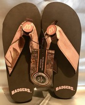 Wisconsin Badgers Women&#39;s Pink Real Tree Camo Flip Flop Sandals  - Medium 7/8 - £10.34 GBP