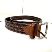 Men’s Braided Italian Leather Belt Size 36 / 90 Genuine Unbranded Brown - $11.30