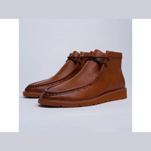 Men's TAYNO Wallabee Chukka Boots Mojave Smooth Leather Light Weight Cognac image 6