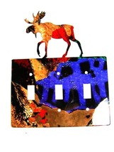 Moose Triple Light Switch Plate by Steel Images Made In USA 6215qq - $24.25