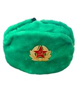 Russe Vert Clair Oreille Rabat Ouchanka Chapeau W/ Soviet Red Army Badge... - $44.58 CAD