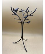 Black Metal Bird Jewelry Holder Tree 11&quot; Tall Stand Organizer - £17.89 GBP