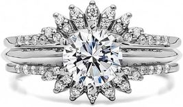 2.50Ct Round Cut Diamond Wrap &amp; Bridal Set Engagement Ring 14k White Gold Finish - £103.66 GBP