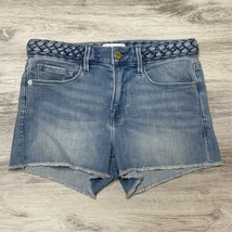 Frame Le Cut Off Jean Shorts Womens 25 Braided Waistband Fountain Blue R... - $51.00 CAD
