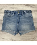 Frame Le Cut Off Jean Shorts Womens 25 Braided Waistband Fountain Blue R... - $51.17 CAD
