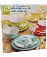 Laurie Gates - 12 Piece Melamine Dinnerware Set (Red, Yellow, Green, Blue) - $137.18 CAD