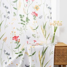 Floral Curtains 63 Inches Long For Living Room 2 Panels Printed, W52 X L63 Inch - £26.34 GBP